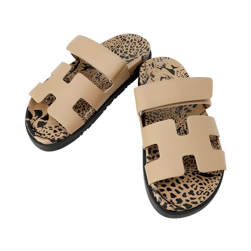 エルメス サンダル シプレ カーフレザー レディースサイズ36 HERMES 靴 レオパード柄 ヒョウ