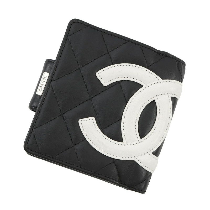 シャネル 二つ折り財布 カンボンライン レザー A26720 CHANEL 財布 黒