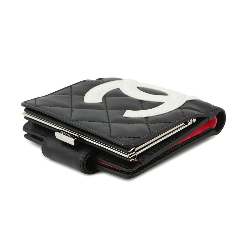 シャネル 二つ折り財布 カンボンライン レザー A26720 CHANEL 財布 黒