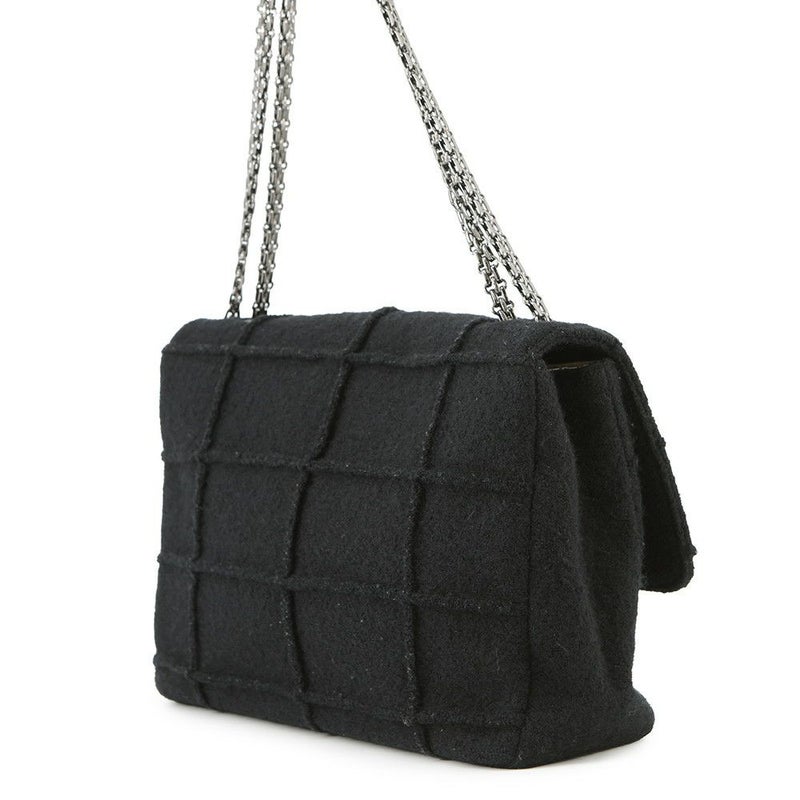 シャネル チェーンショルダーバッグ 2.55 チョコバー フェルト A37590 CHANEL 黒