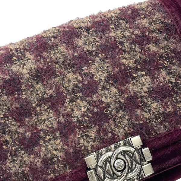 シャネル チェーンショルダーバッグ ボーイシャネル ツイード ベロア CHANEL
