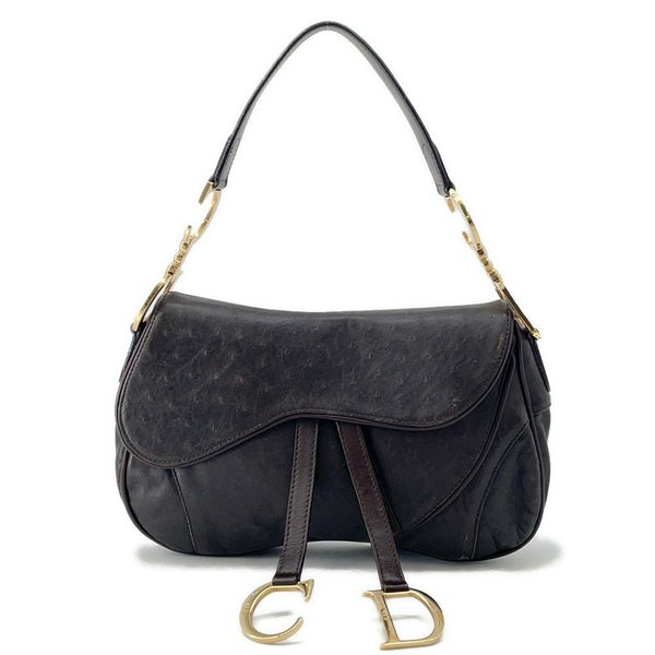 クリスチャン・ディオール ショルダーバッグ サドルバッグ オーストリッチ型押しレザー Christian Dior ワンショルダー