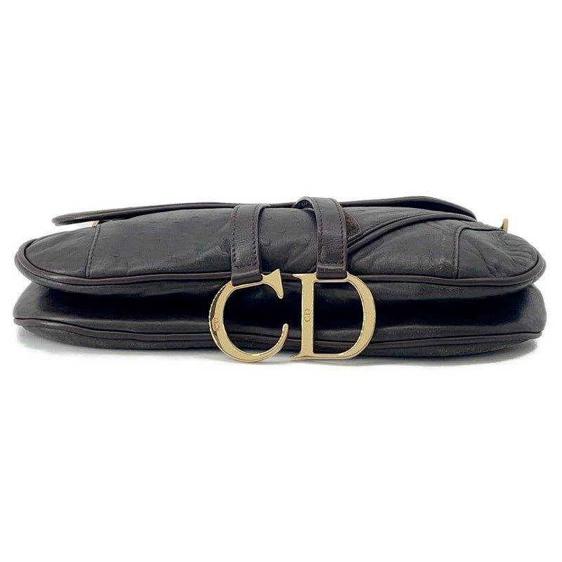 クリスチャン・ディオール ショルダーバッグ サドルバッグ オーストリッチ型押しレザー Christian Dior ワンショルダー