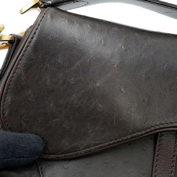 クリスチャン・ディオール ショルダーバッグ サドルバッグ オーストリッチ型押しレザー Christian Dior ワンショルダー