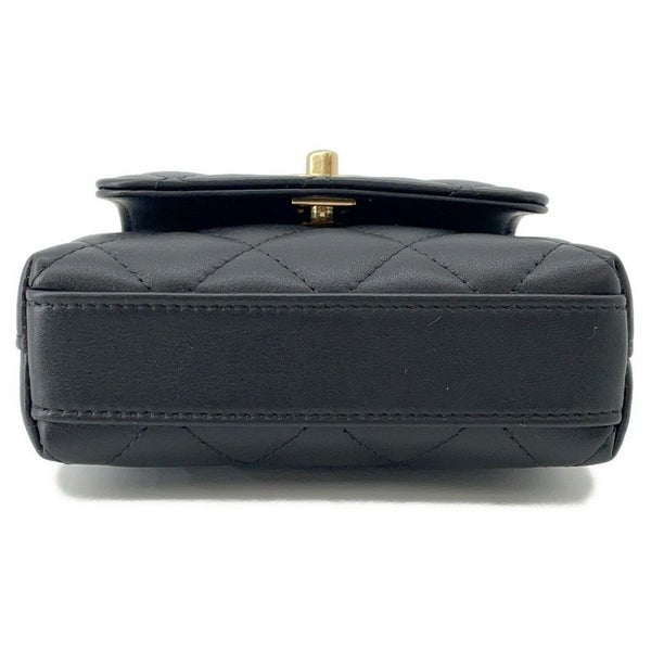 シャネル チェーンショルダーバッグ ココハンドル マトラッセ マイクロ ラムスキン ラインストーン AP4245 2way 黒