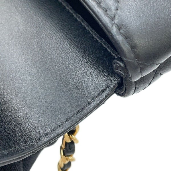 シャネル チェーンショルダーバッグ ココハンドル マトラッセ マイクロ ラムスキン ラインストーン AP4245 2way 黒