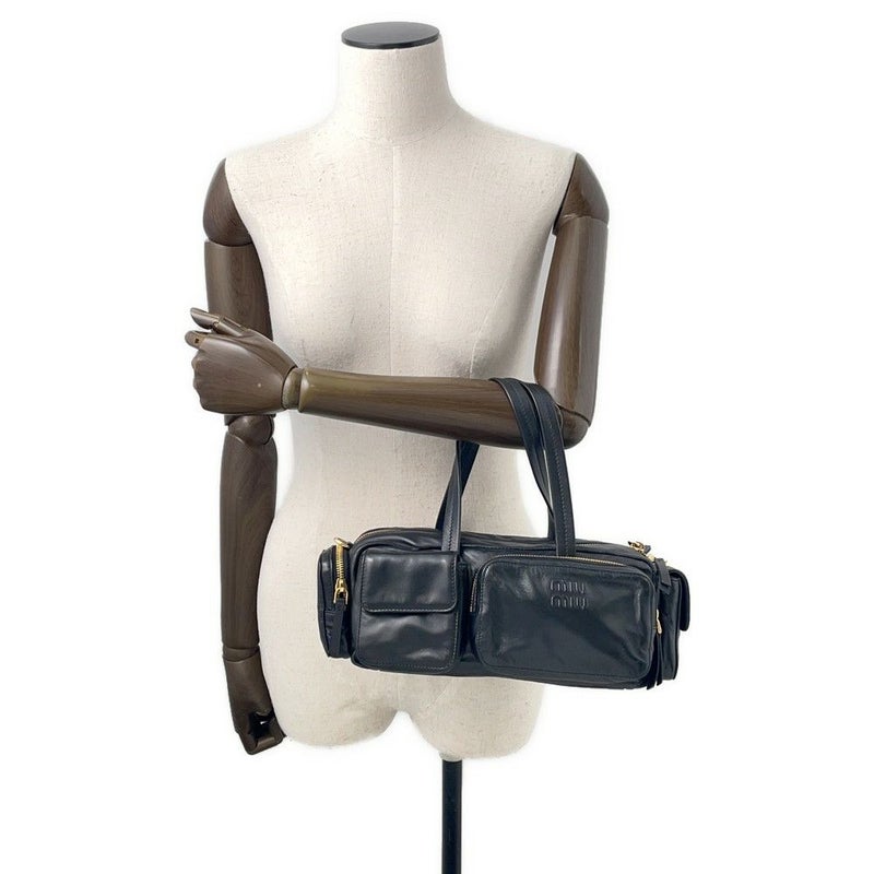 ミュウミュウ ハンドバッグ レザー 5BB150 MIUMIU 2way 黒