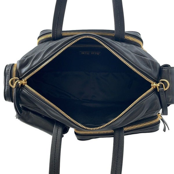 ミュウミュウ ハンドバッグ レザー 5BB150 MIUMIU 2way 黒