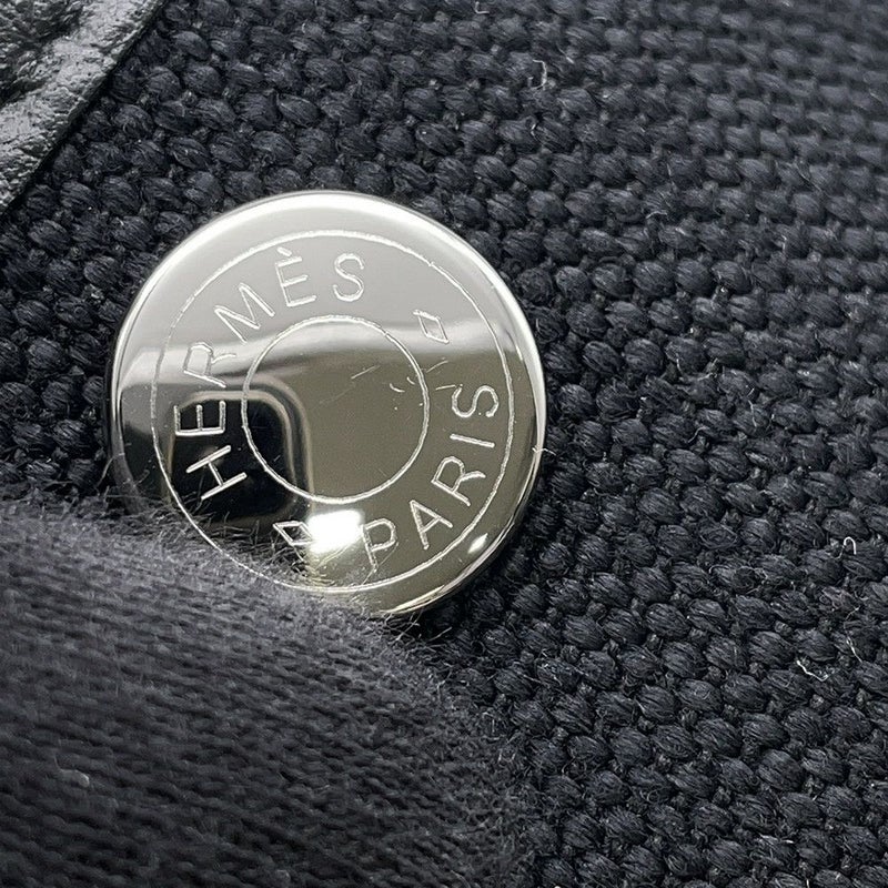 エルメス トートバッグ ガーデンパーティTPM ブラック/シルバー金具 トワルミリタリー/ネゴンダ W刻印 黒