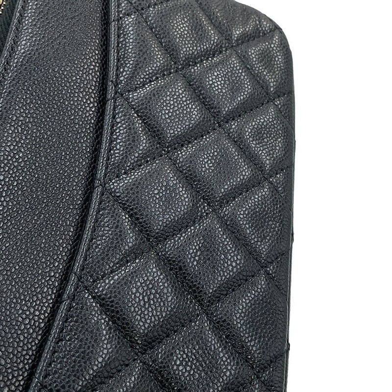 シャネル チェーンショルダーバッグ フラップ フォンケース マトラッセ ココマーク キャビアスキン AP2096 CHANEL 黒