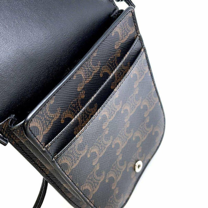 セリーヌ ショルダーバッグ トリオンフ モバイルポーチ PVC 10H742DCH CELINE バッグ ポシェット 黒