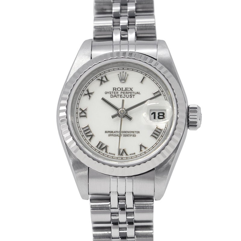 ロレックス デイトジャスト F番 179174 ROLEX 腕時計 レディース ウォッチ ホワイト文字盤 ローマン