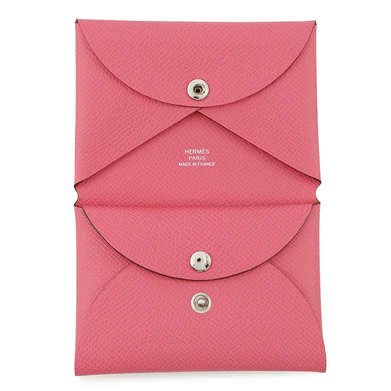 エルメス コインケース カルヴィ デュオ ローズアザレ/シルバー金具 エプソン W刻印 HERMES 名刺入れ カードケース