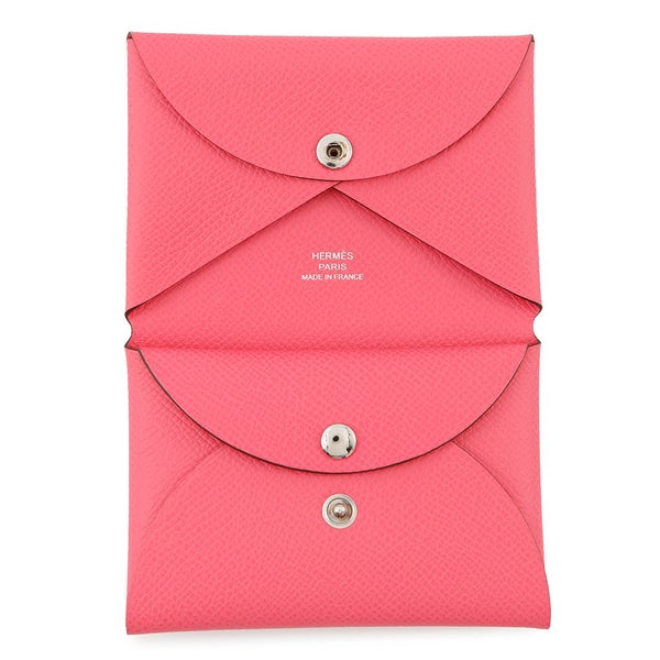 エルメス コインケース カルヴィ デュオ ローズアザレ/シルバー金具 エプソン W刻印 HERMES 名刺入れ カードケース