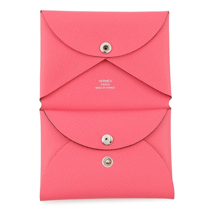 エルメス コインケース カルヴィ デュオ ローズアザレ/シルバー金具 エプソン W刻印 HERMES 名刺入れ カードケース