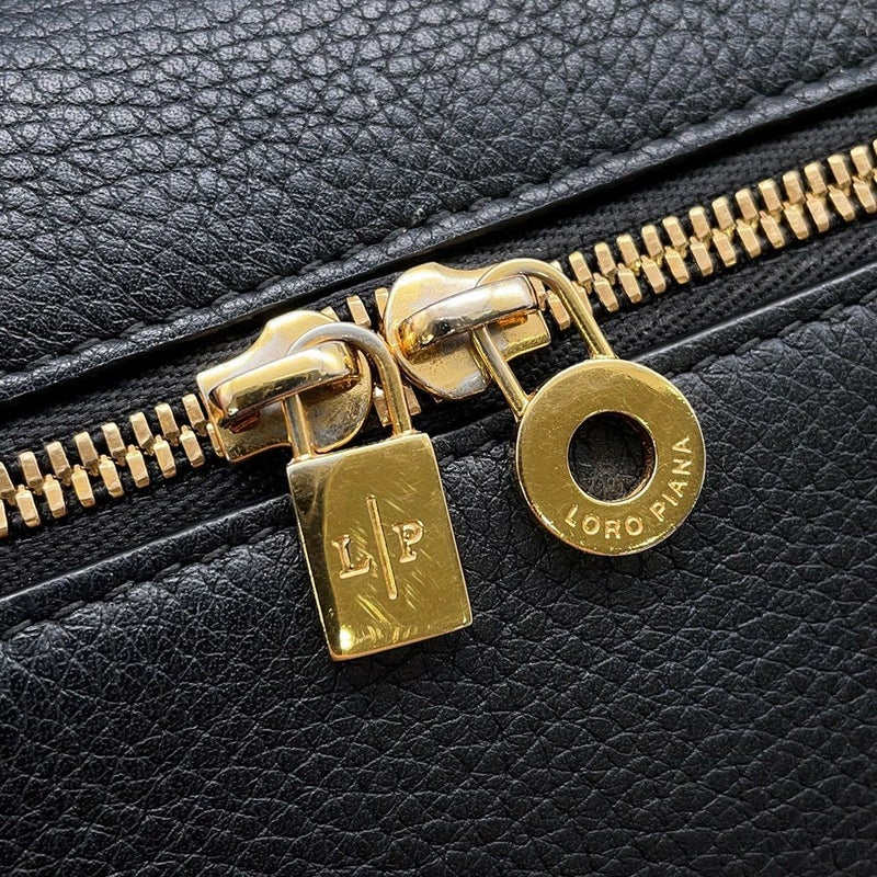 ロロピアーナ ハンドバッグ エクストラ・ポケット・ポーチ L19 レザー FAN4045  Loro Piana 2wayショルダー 黒