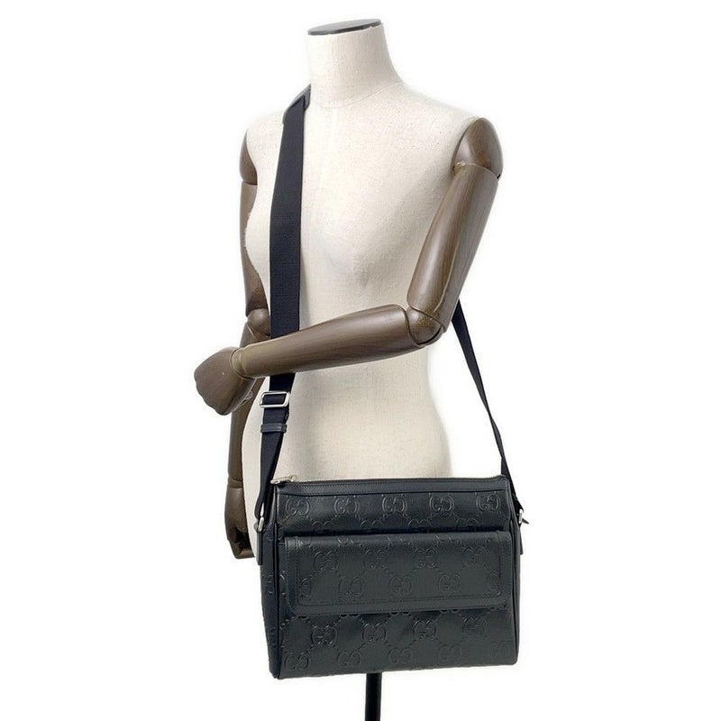 グッチ ショルダーバッグ GGエンボス  レザー 658565 GUCCI バッグ メンズ 黒