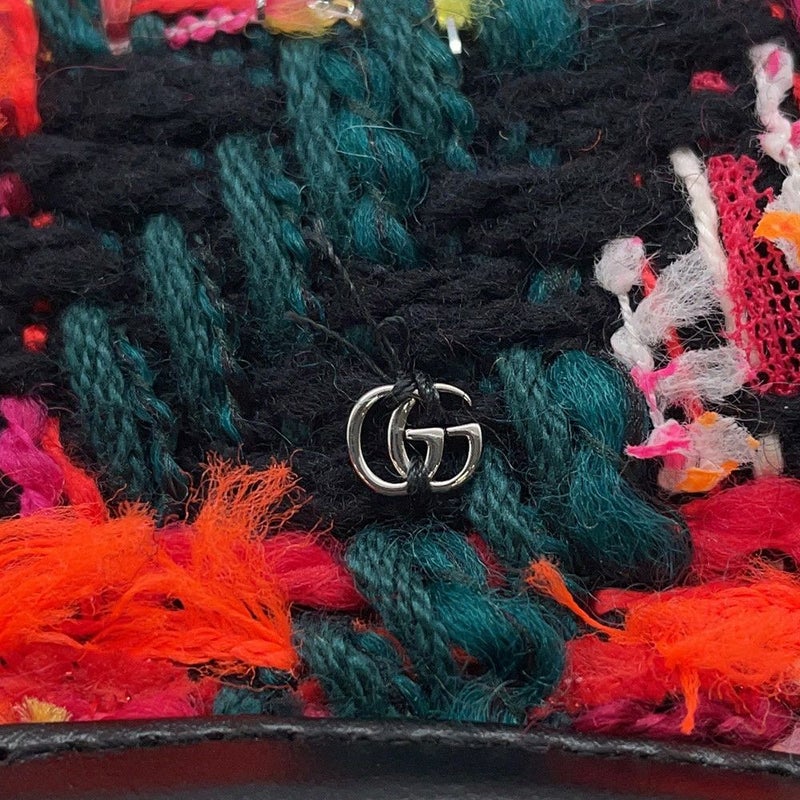 グッチ ベレー帽 ツイード チェック リボン サイズM GUCCI 帽子