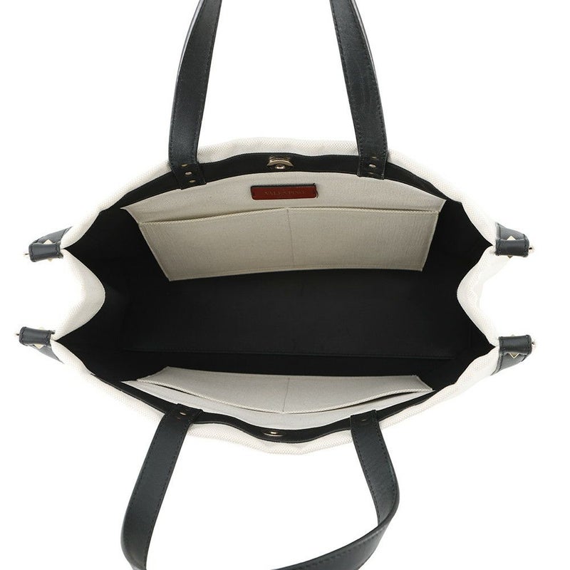 ヴァレンティノ・ガラヴァーニ トートバッグ VLTNロゴ ロックスタッズ キャンバス/レザー TW2B0D21FWB VALENTINO