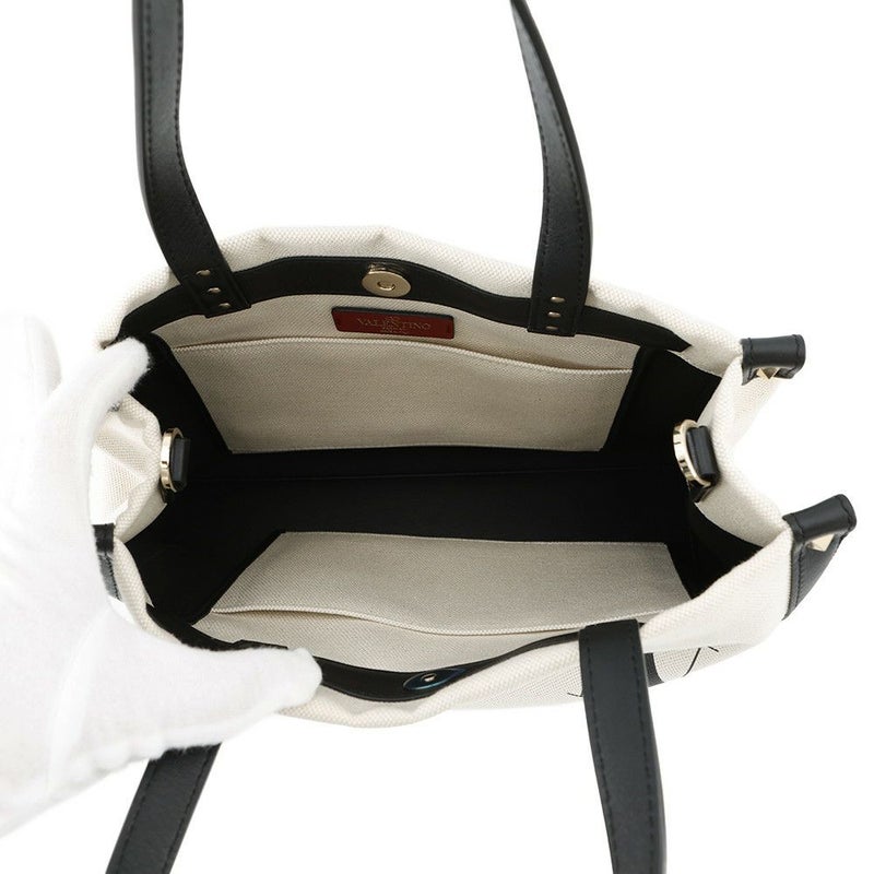 ヴァレンティノ・ガラヴァーニ トートバッグ VLTNロゴ ロックスタッズ キャンバス ZW2B0H19FWB VALENTINO 2way