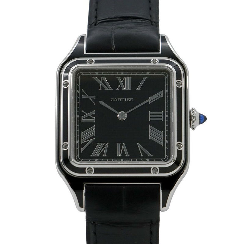 カルティエ サントス デュモン LM WSSA0046 Cartier 腕時計 黒文字盤 手巻き