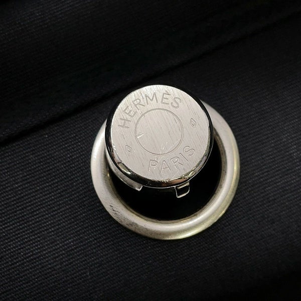 エルメス ショルダーバッグ エールバッグMM ブラック/シルバー金具 トワルオフィシエ/レザー □G刻印 黒