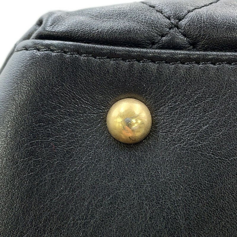 シャネル チェーントートバッグ マトラッセ ココマークターンロック レザー CHANEL 黒