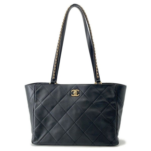 シャネル トートバッグ マトラッセ ココマーク ショッピングバッグ カーフレザー AS3537 CHANEL 黒