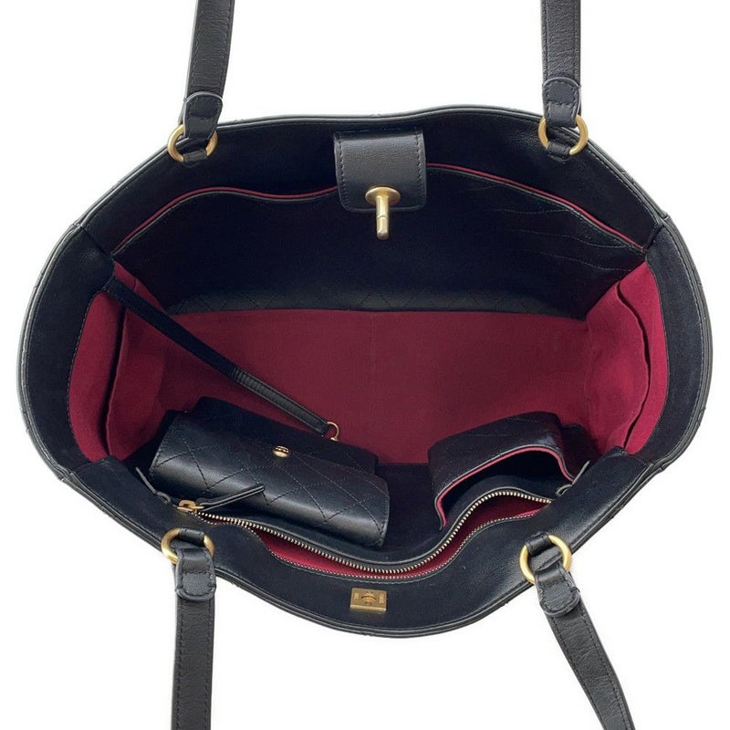 シャネル トートバッグ マトラッセ ココマーク ショッピングバッグ カーフレザー AS3537 CHANEL 黒