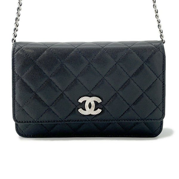 シャネル チェーンウォレット マトラッセ ココマーク キャビアスキン AP4326 CHANEL 財布 黒