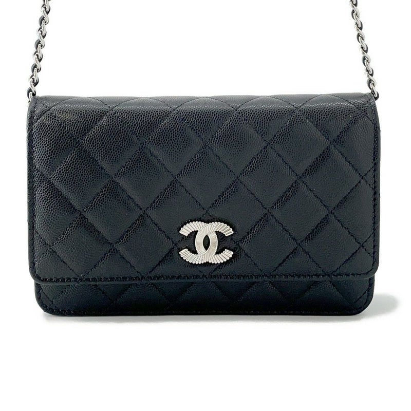 シャネル チェーンウォレット マトラッセ ココマーク キャビアスキン AP4326 CHANEL 財布 黒