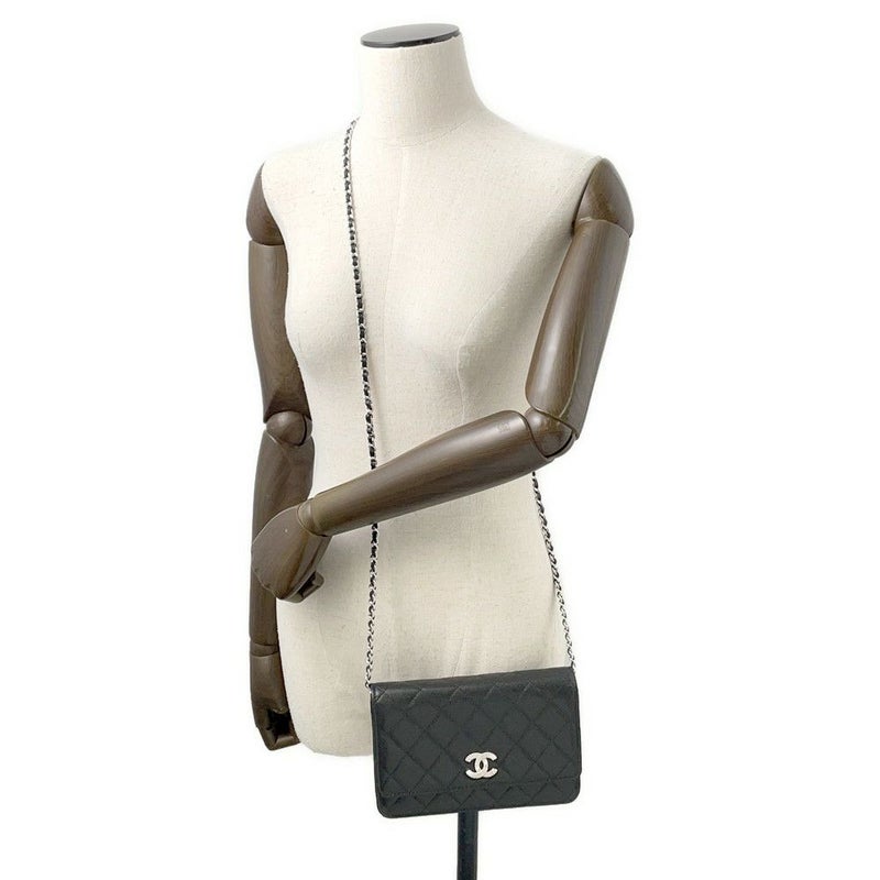 シャネル チェーンウォレット マトラッセ ココマーク キャビアスキン AP4326 CHANEL 財布 黒