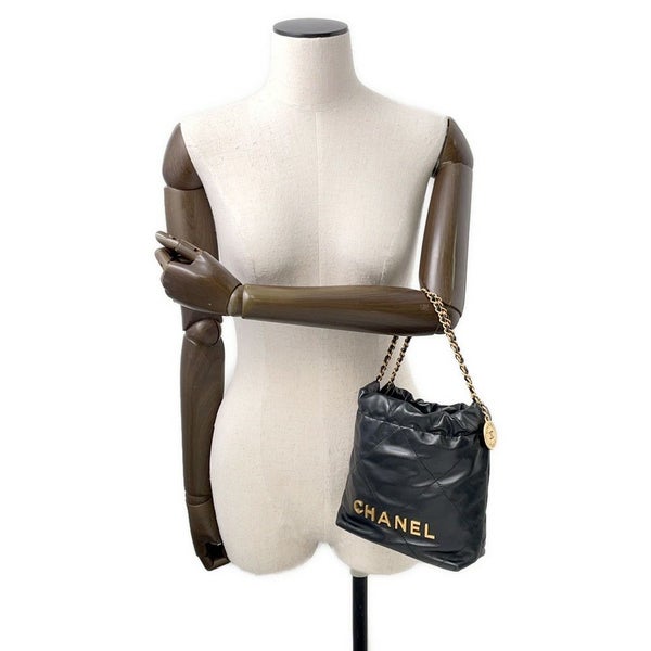 シャネル ハンドバッグ CHANEL 22 ミニ ココマーク シャイニーカーフレザー AS3980 CHANEL 2way 黒