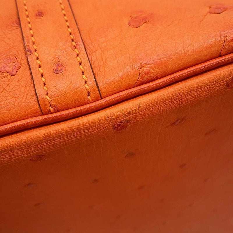 エルメス ハンドバッグ ピコタンロックMM タンジェリン/シルバー金具 オーストリッチ X刻印