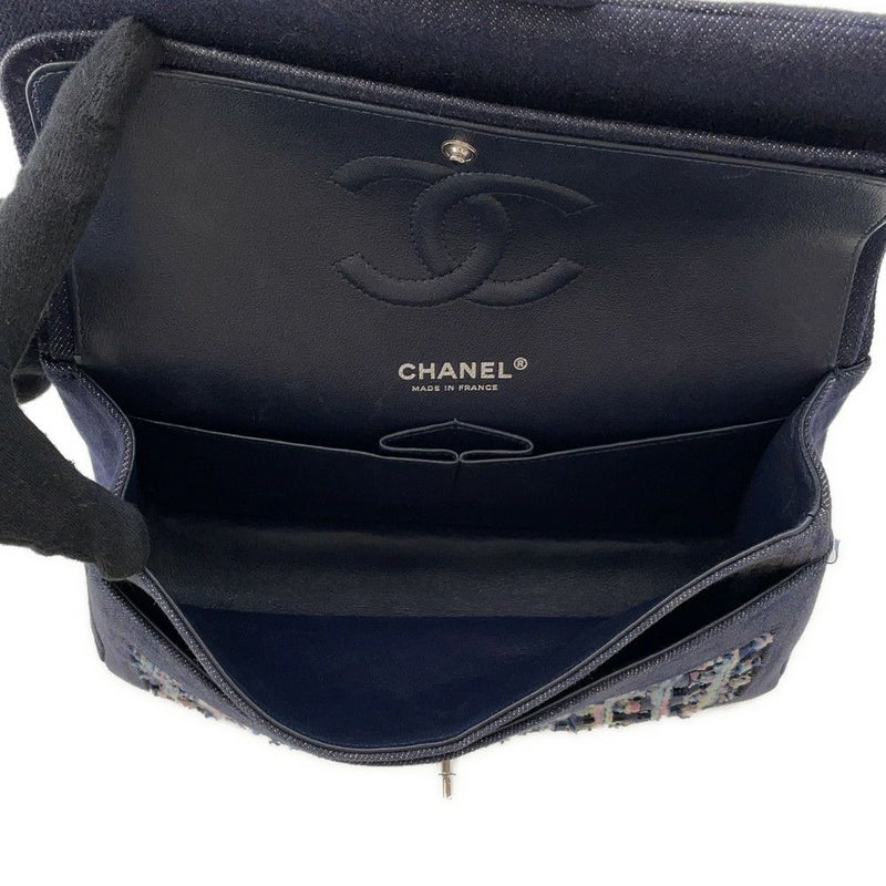 シャネル チェーンショルダーバッグ ココマーク ダブルチェーン デニム ツイード A01112 CHANEL