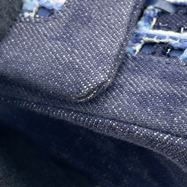 シャネル チェーンショルダーバッグ ココマーク ダブルチェーン デニム ツイード A01112 CHANEL