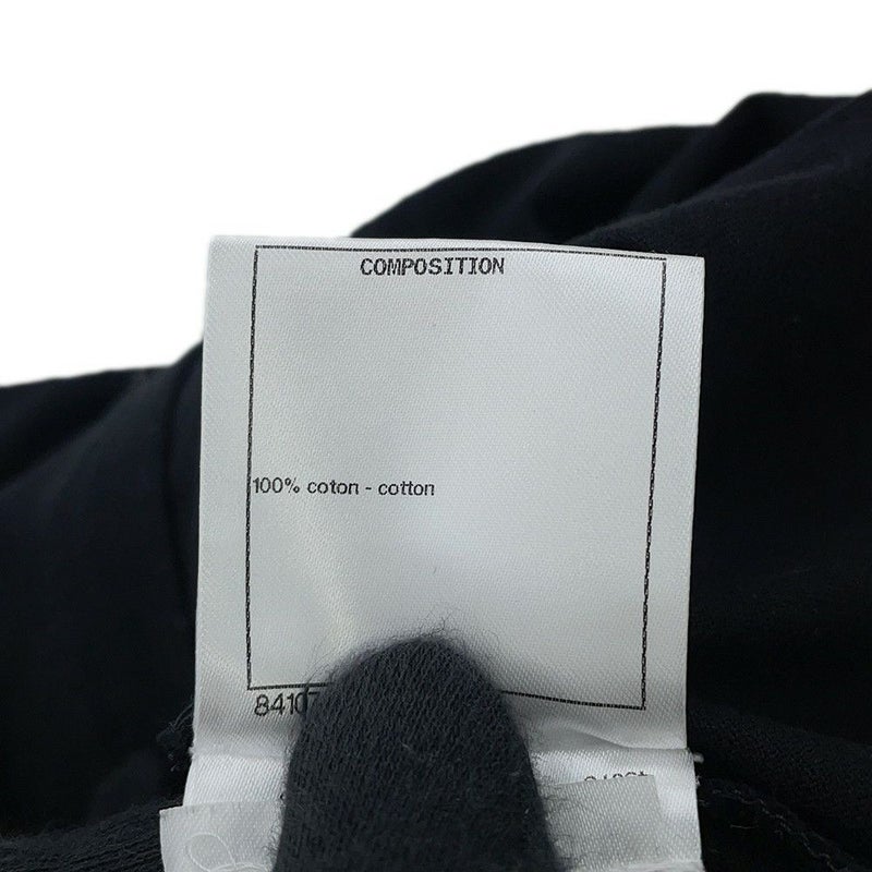 シャネル 長袖カットソー カメリア ロゴ コットン スパンコール レディースサイズXS P63300 CHANEL アパレル 黒