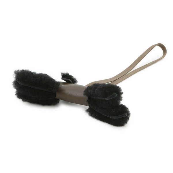 エルメス バッグチャーム バディ ショコラ/ブラック/エトゥープ ラムスキン/ムートン W刻印