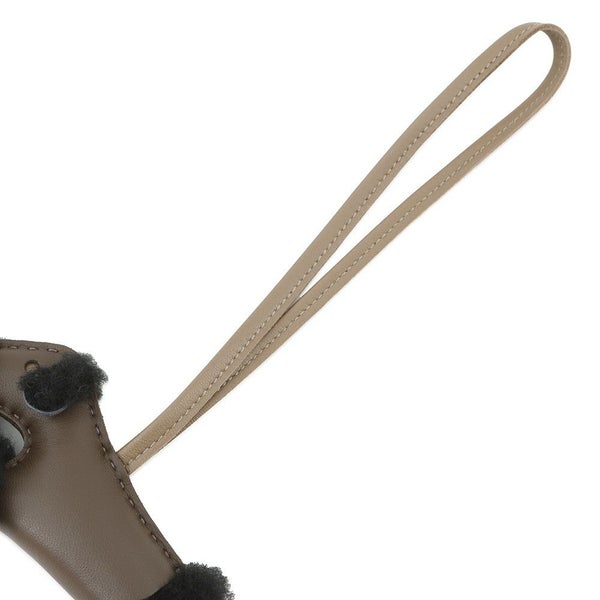 エルメス バッグチャーム バディ ショコラ/ブラック/エトゥープ ラムスキン/ムートン W刻印