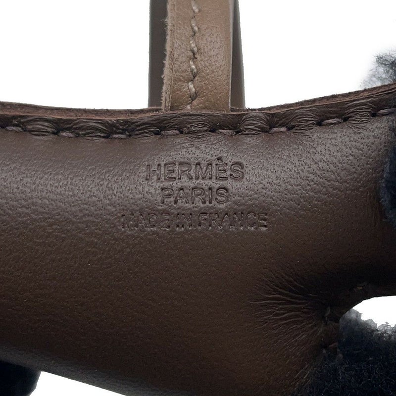 エルメス バッグチャーム バディ ショコラ/ブラック/エトゥープ ラムスキン/ムートン W刻印