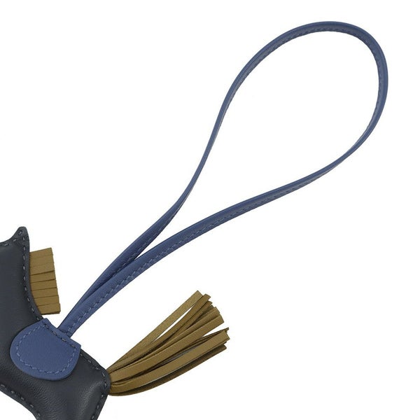 エルメス バッグチャーム ロデオ PM ブルーニュイ/ブルータイ/クラフト ラムスキン W刻印 HERMES チャーム