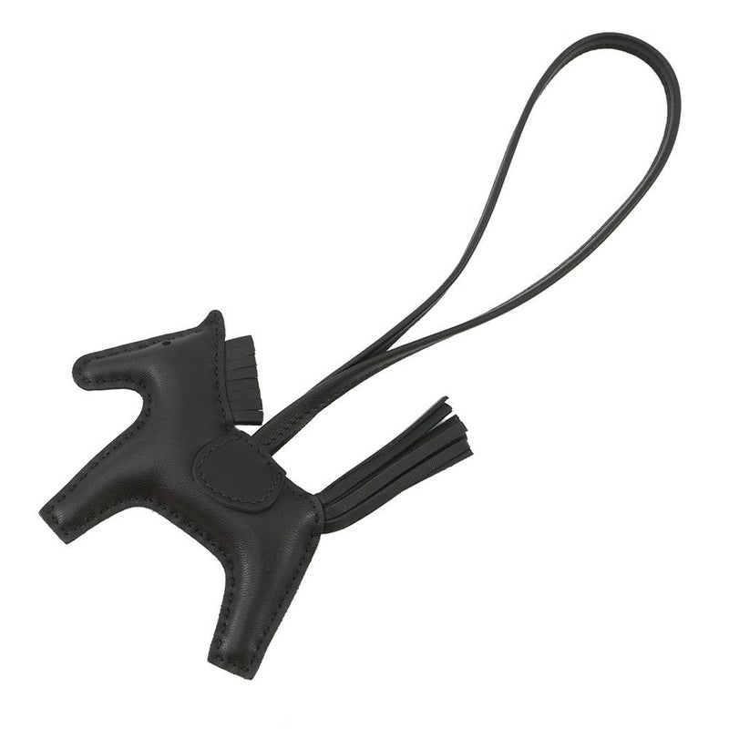 エルメス バッグチャーム ロデオ PM ブラック ラムスキン W刻印 HERMES チャーム ソーブラック