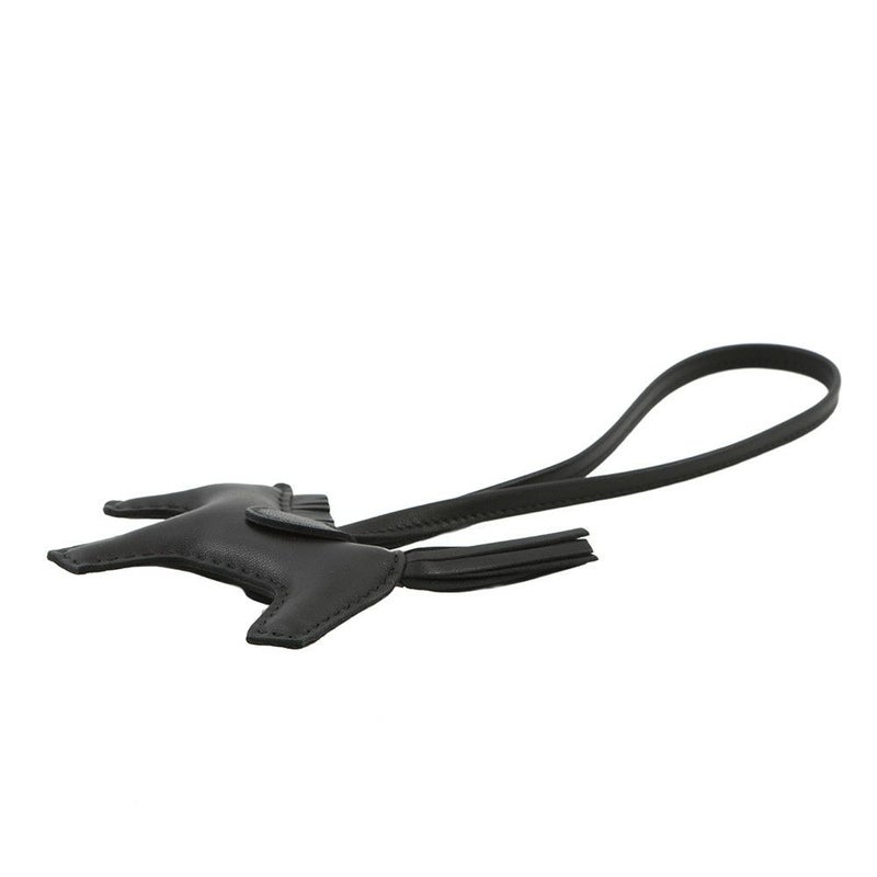 エルメス バッグチャーム ロデオ PM ブラック ラムスキン W刻印 HERMES チャーム ソーブラック