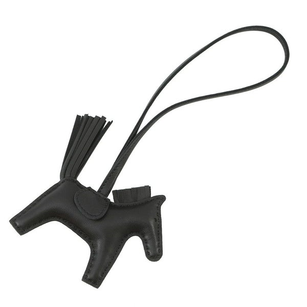 エルメス バッグチャーム ロデオ PM ブラック ラムスキン W刻印 HERMES チャーム ソーブラック