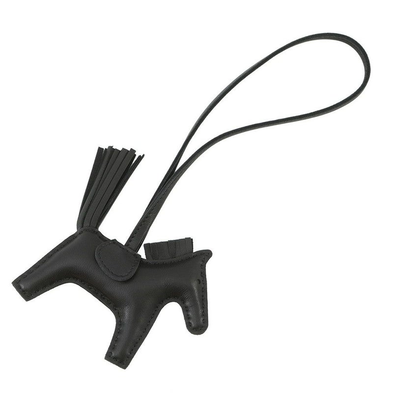 エルメス バッグチャーム ロデオ PM ブラック ラムスキン W刻印 HERMES チャーム ソーブラック