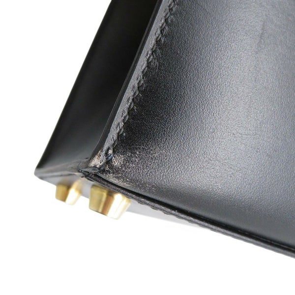 エルメス ハンドバッグ ケリー32 外縫い ブラック/ゴールド金具 ボックスカーフ □C刻印 HERMES Kelly 2wayバッグ 黒