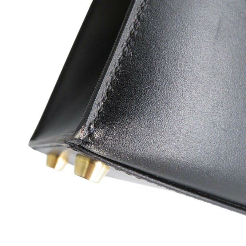 エルメス ハンドバッグ ケリー32 外縫い ブラック/ゴールド金具 ボックスカーフ □C刻印 HERMES Kelly 2wayバッグ 黒