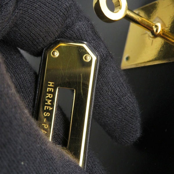 エルメス ハンドバッグ ケリー32 外縫い ブラック/ゴールド金具 ボックスカーフ □C刻印 HERMES Kelly 2wayバッグ 黒