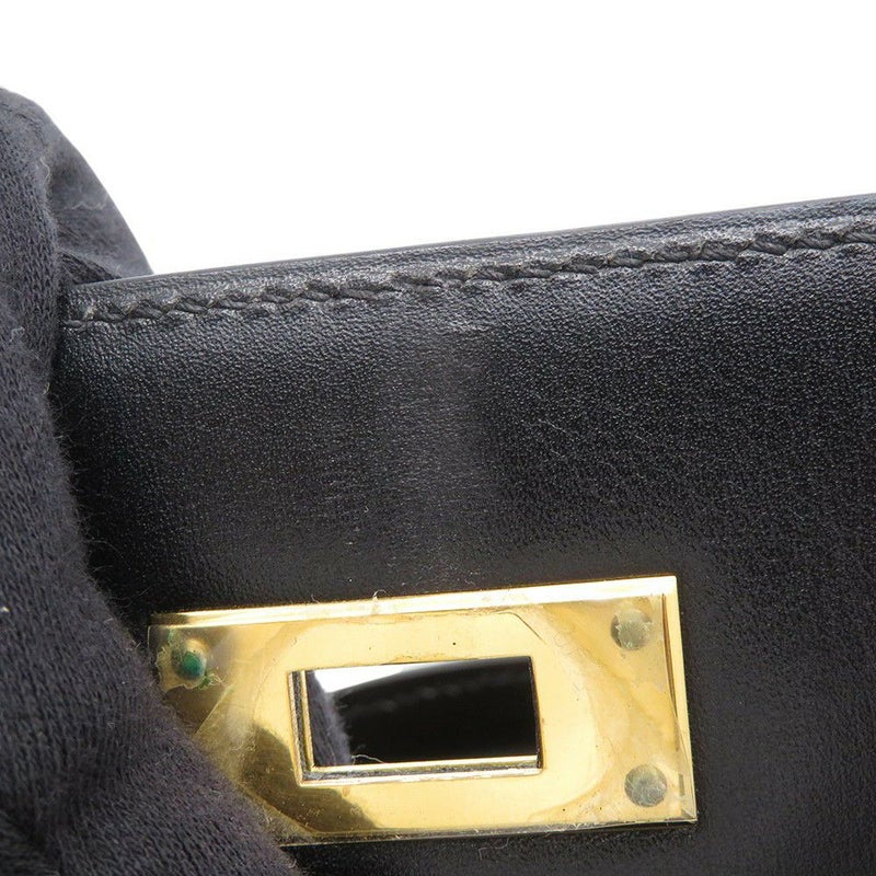 エルメス ハンドバッグ ケリー32 外縫い ブラック/ゴールド金具 ボックスカーフ □C刻印 HERMES Kelly 2wayバッグ 黒