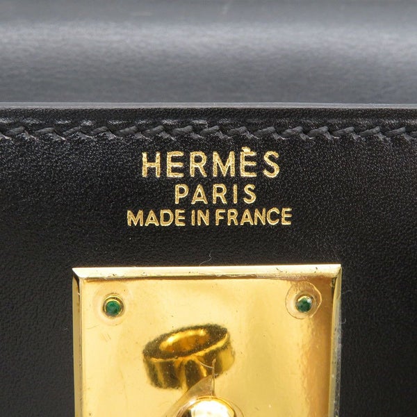 エルメス ハンドバッグ ケリー32 外縫い ブラック/ゴールド金具 ボックスカーフ □C刻印 HERMES Kelly 2wayバッグ 黒